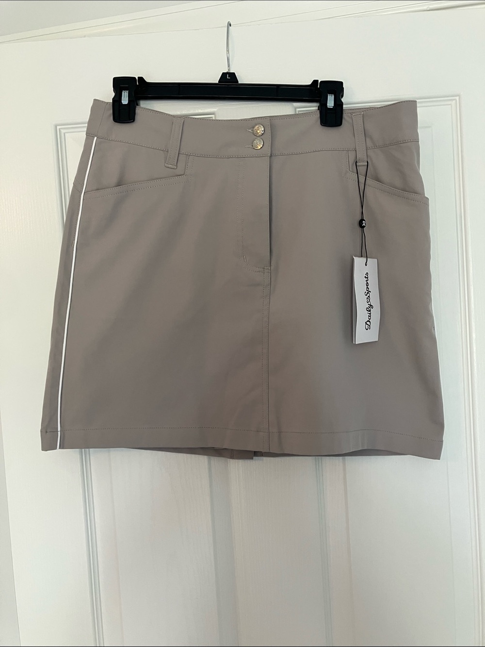 Taupe Daily Sports Women's Golf Skort with White Trim